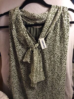 Old Navy Green Pattern Mesh Overlay Neck Tie Sleeveless Blouse NWT Women's Large