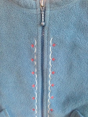 L.L.Bean Zippered Fleece Sweater Blue w/Embroidery Size XS