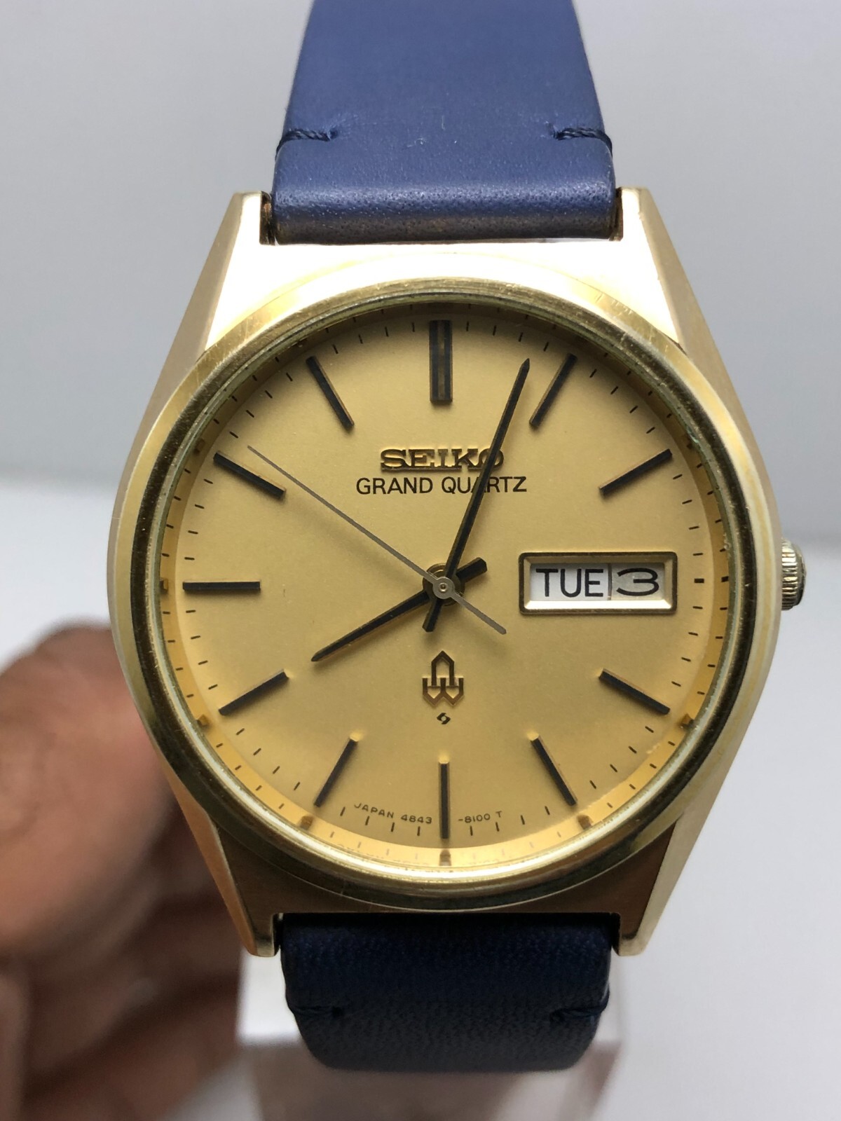 【ネット限定】 Seiko Vintage Grand Men's Gold Cap Day/Date 4843-8110 Quartz 時計
