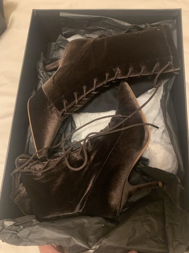 Lace-up High Heel Ankle Boots Mink Size 37