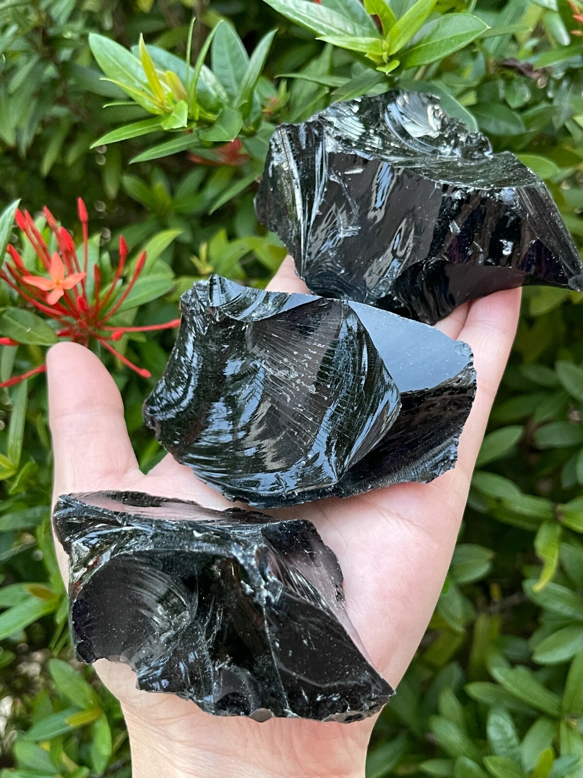 Extra Large Black Obsidian Rough Stones, 3" - 6" Raw Black Obsidian Natural