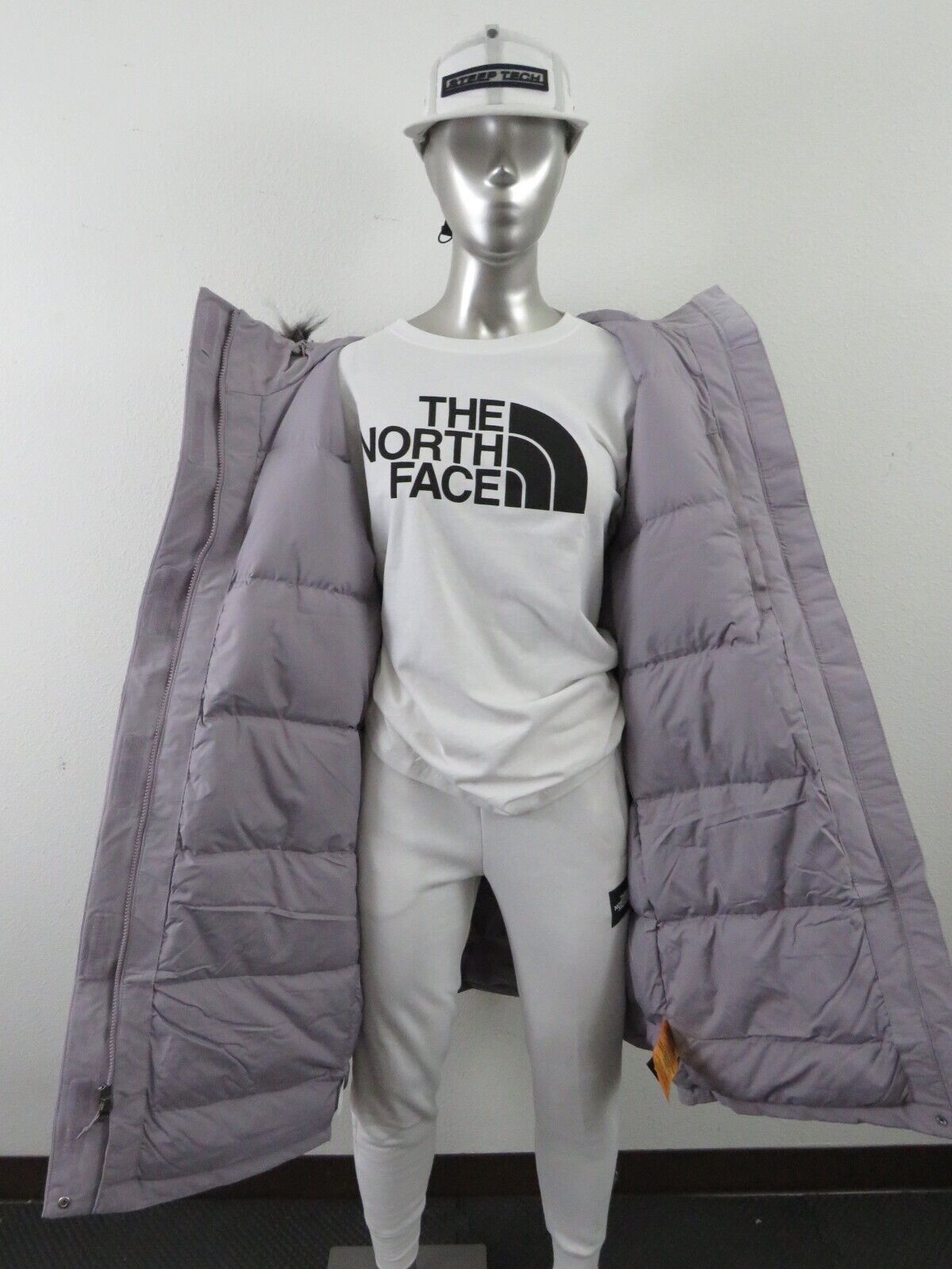 Pre-owned The North Face Womens Plus 3x  Arctic Parka Down Waterproof Winter Jacket Minimal In Minimal Grey / Tnf White Logo