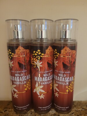 3 BATH & BODY WILD MADAGASCAR VANILLA FINE FRAGRANCE MIST 8 OZ EACH
