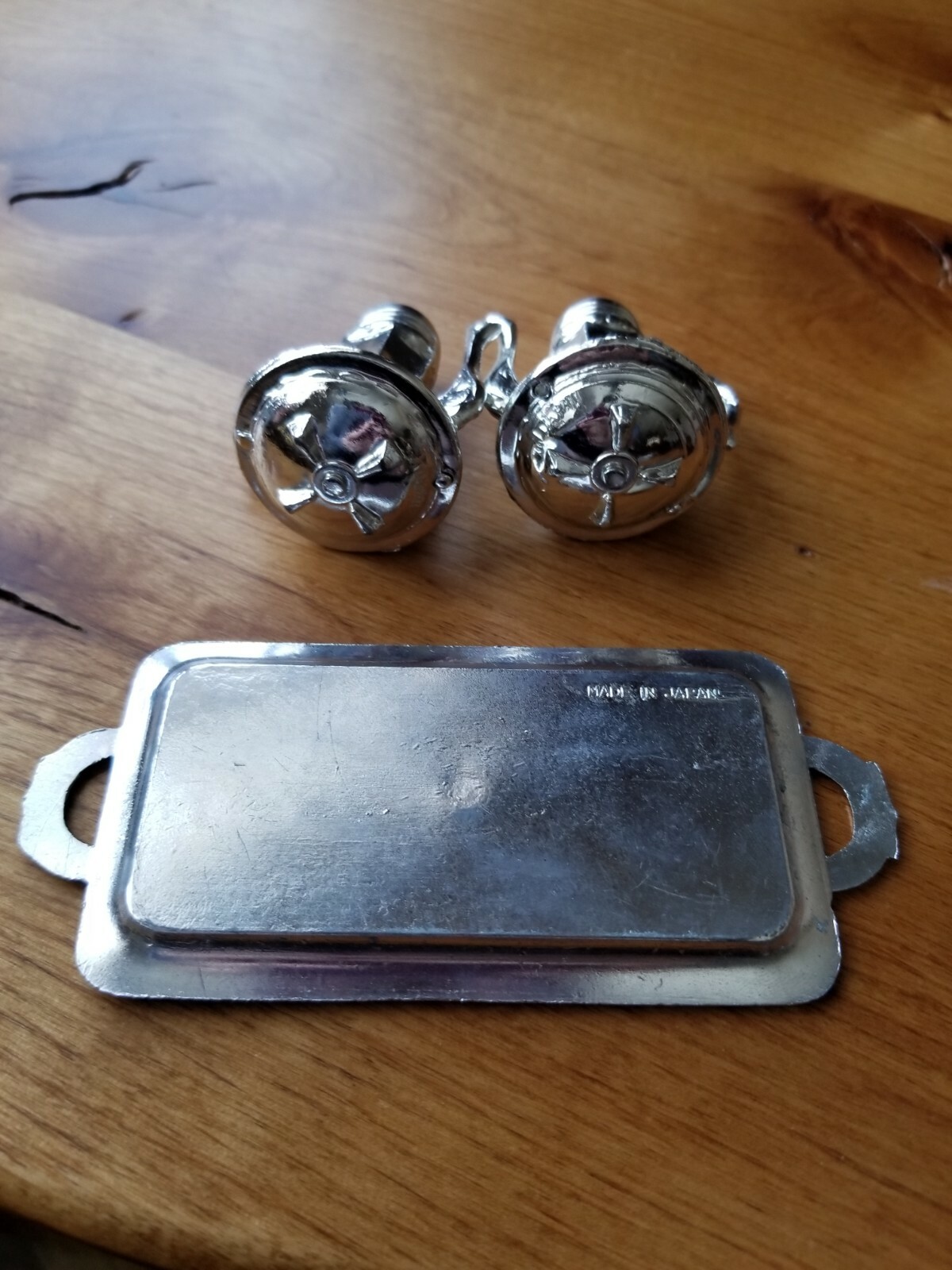 Vintage Salt & Pepper Shakers Oklahoma Souvenir Silver Tea Pot - Japan