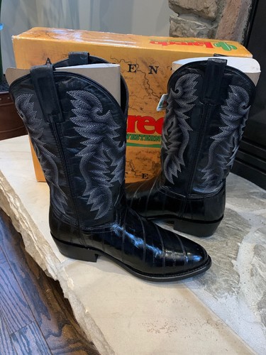 Pre-owned Laredo Men's Genuine Eel Boots Size 13 Ew In Black