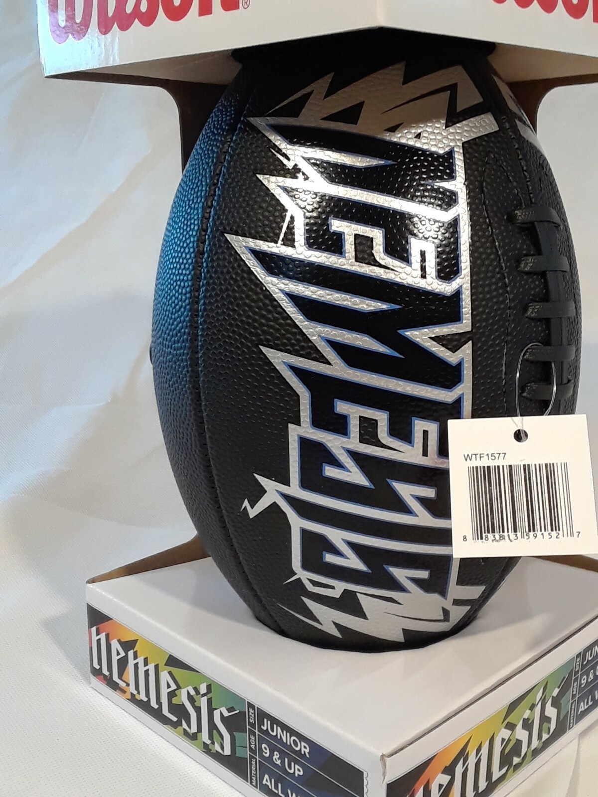 Wilson junior football NEMESIS BLACK BLUE SILVER NWT AGE 9 up all weather