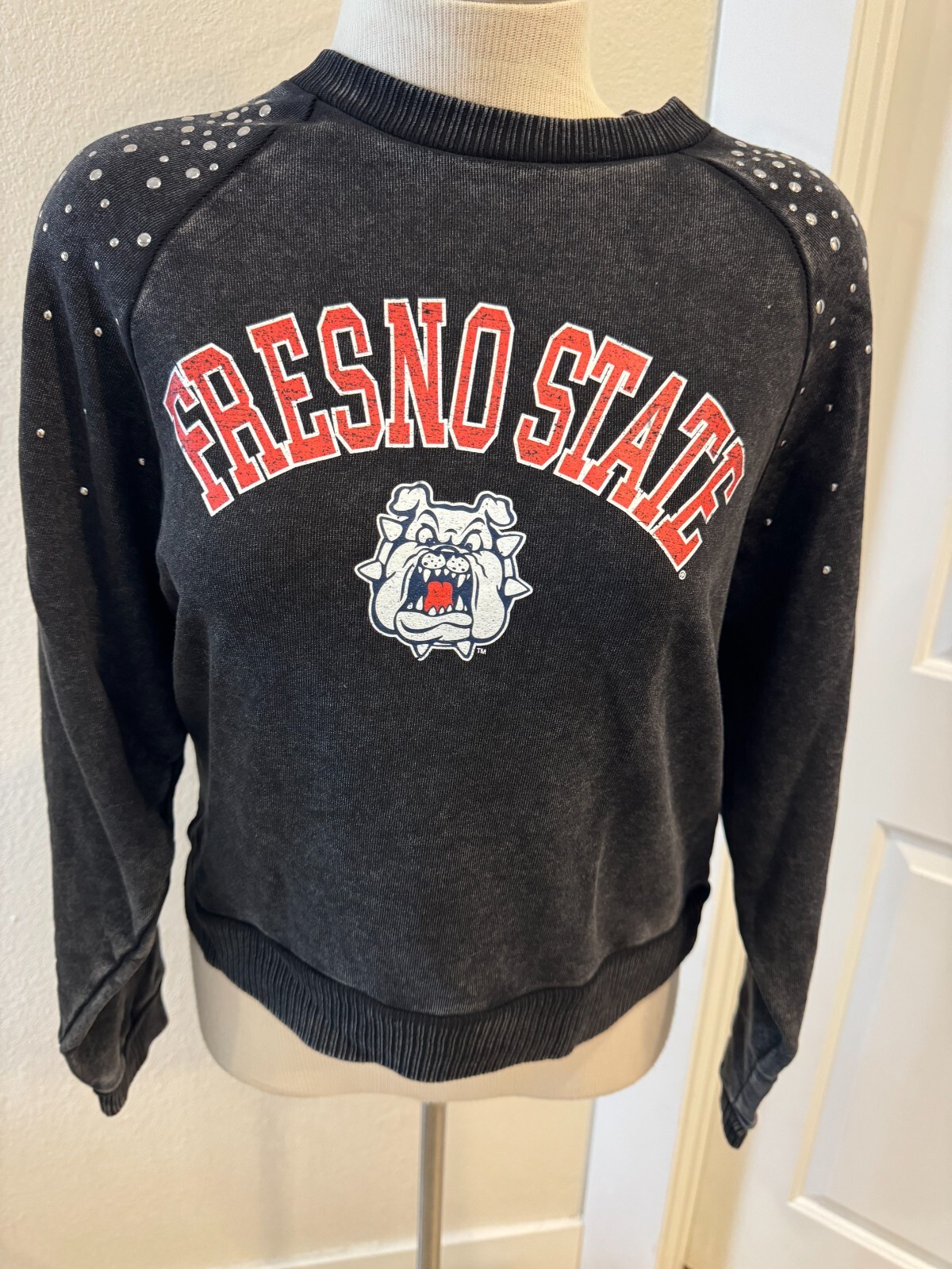 売れ筋商品|||ゲームデイ カットソー トップス レディース Women's Black Fresno State Bulldogs Studded Pullover Hoodie Black Gameday Couture Womens Fresno State Bulldogs Studded