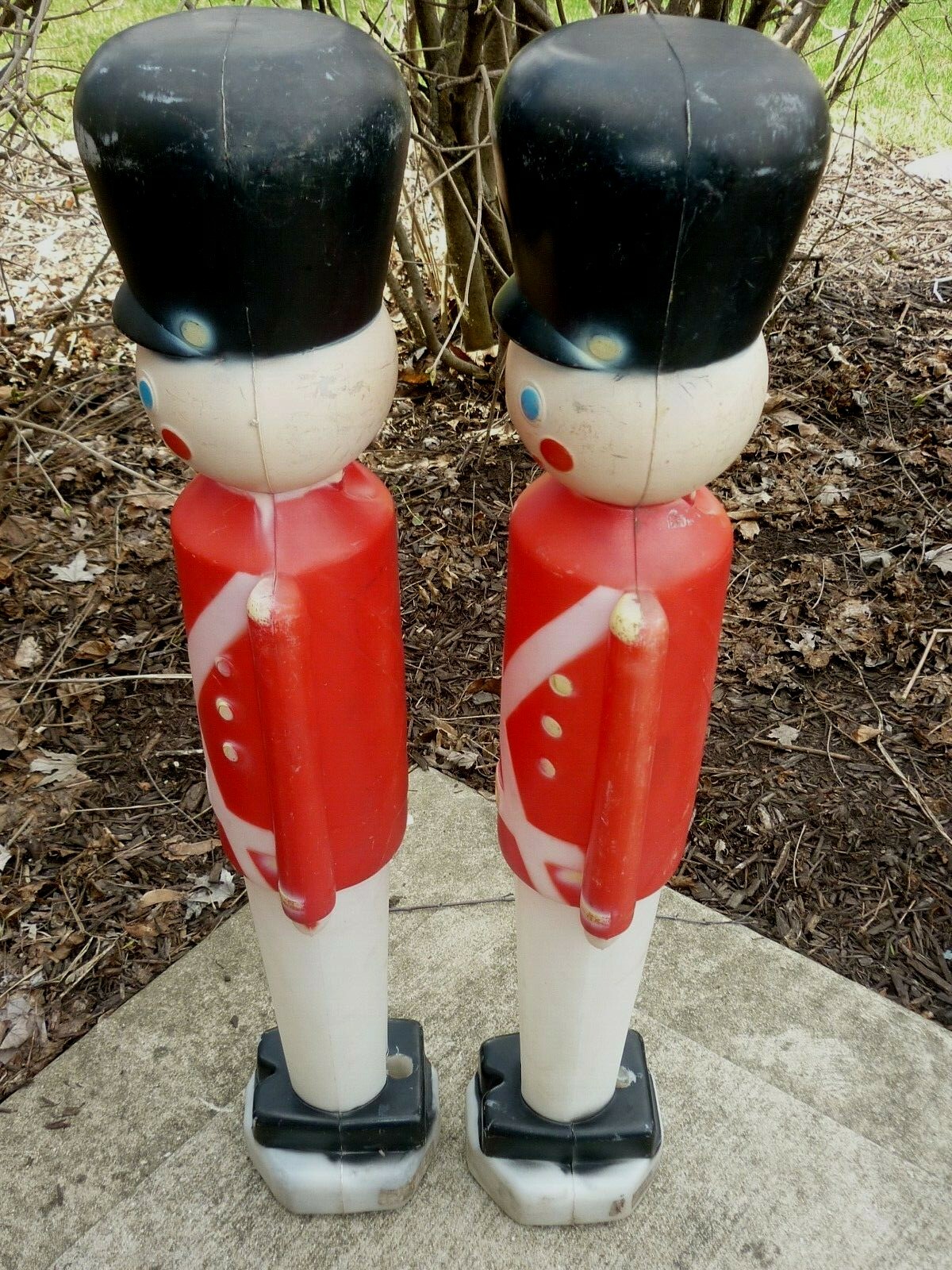 TWO 1980s Soldiers Plastic Blow Molds Lighted Christmas Decorations
