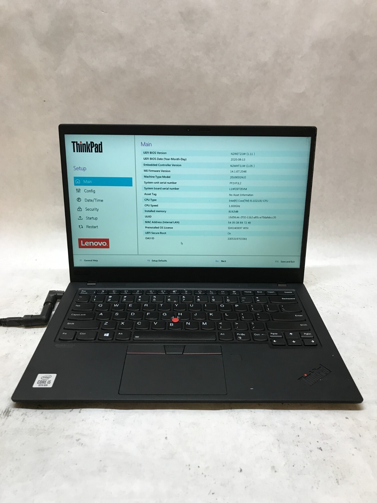 Lenovo ThinkPad X1 Carbon 8th Gen Intel i5-10210U 1.6GHz 8GB