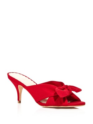 

LOEFFLER RANDALL Женские красные кожаные сандалии без шнуровки Luisa Toe Kitten Heel, Красный, LUISA-CRP