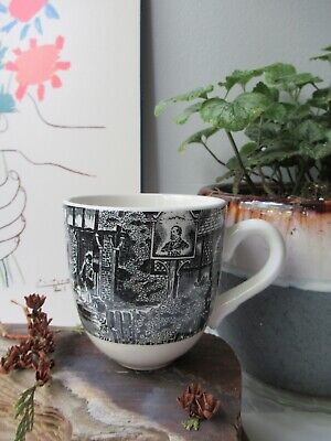 Porcelain Mug Black & White Pattern English Inn by 17th Century