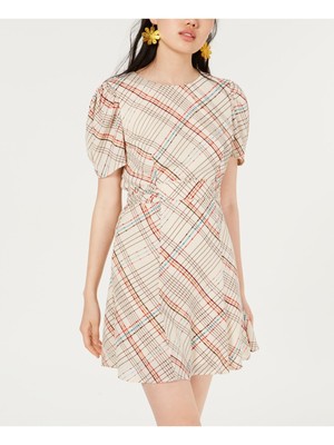 

CITY STUDIO Женское Бежевое Платье Выше Колена с Коротким Рукавом + Расклешенное Платье Юниоры, Бежевый