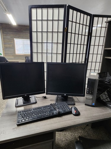 Dell Computer With 2 Hp Monitors, Wireless Mouse And Keyboard