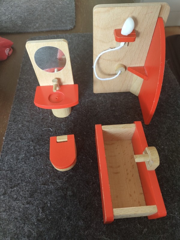 PuppenmöBel FüR Goki Puppenhaus - Badezimmer Mit 4 Teilen