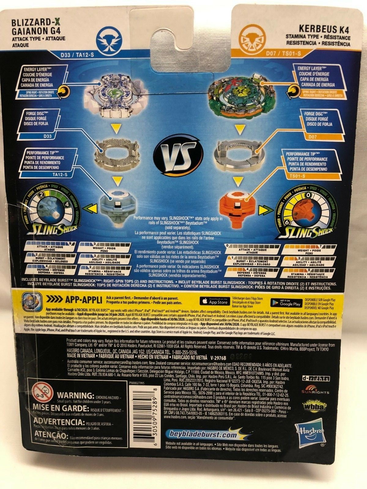 Beyblade Burst Turbo Slingshock Dual Pack Kerbeus K4, Blizzard-X Gianon G4