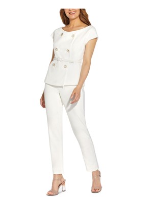 

ADRIANNA PAPELL Женский креповый смокинг цвета слоновой кости на пуговицах и рукавах для вечеринки, топ, Цвет слоновой кости