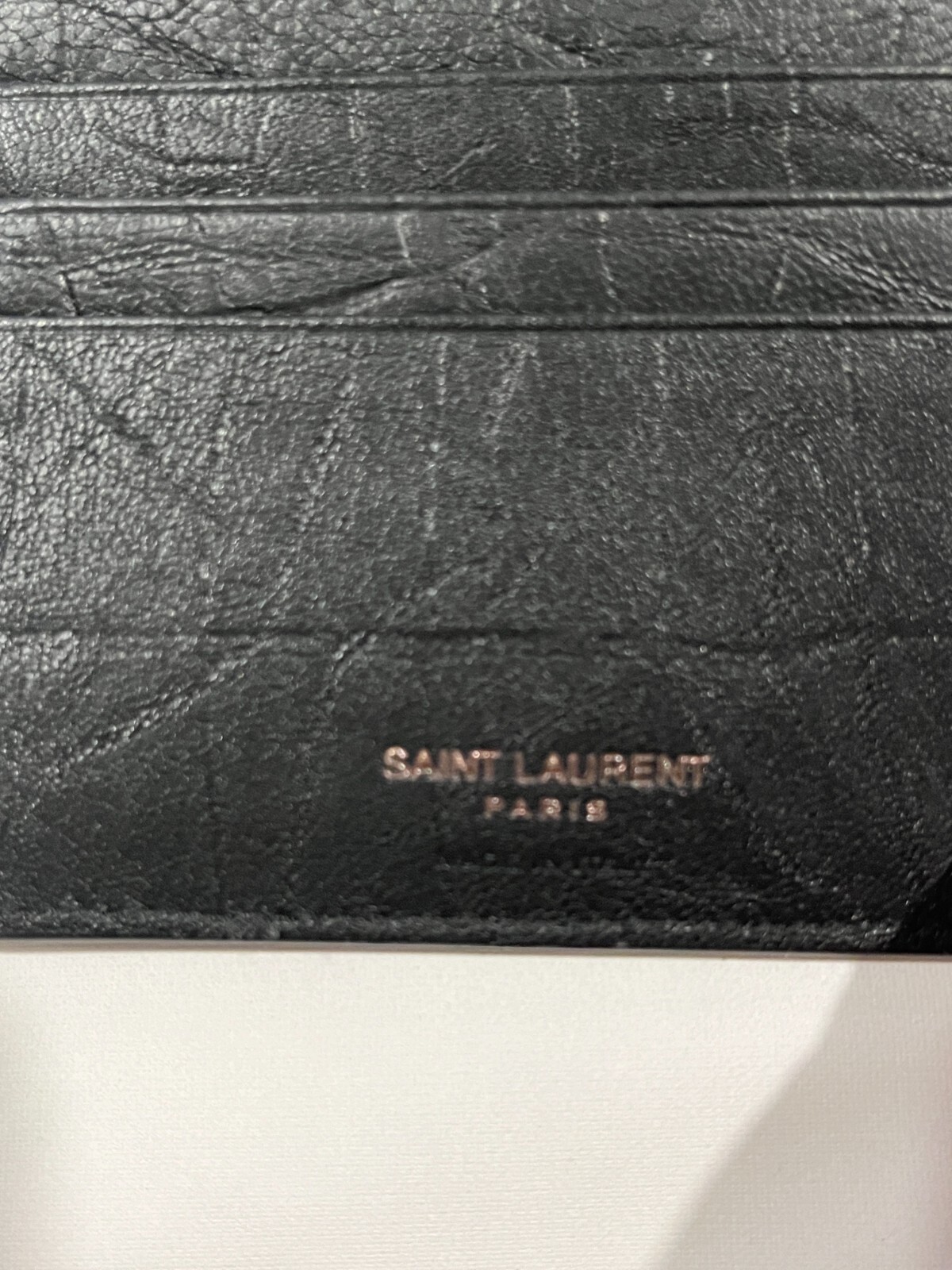 Pre-owned Saint Laurent Ysl  Nwb Black Croc Embossed Leather Bifold Wallet