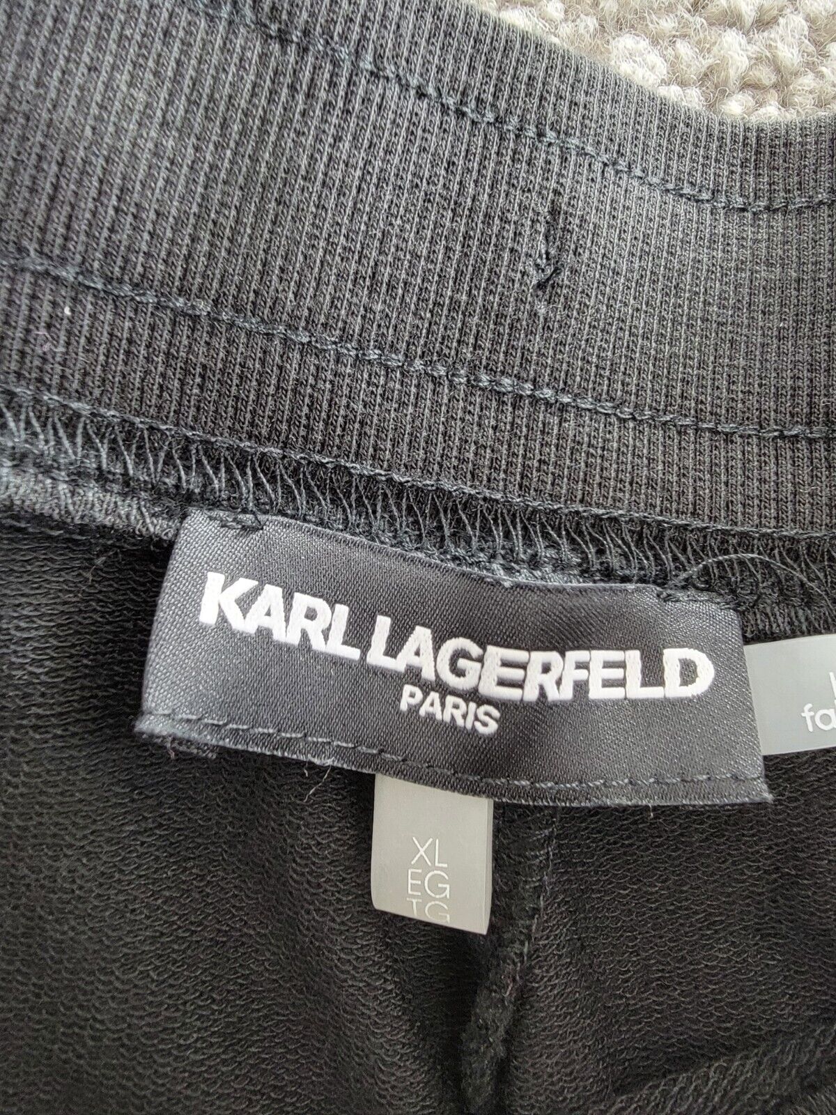 Karl Lagerfeld Paris Logo-Stripe Jogger Pants Women's XL Black/Silver Drawstring - Picture 10 of 17