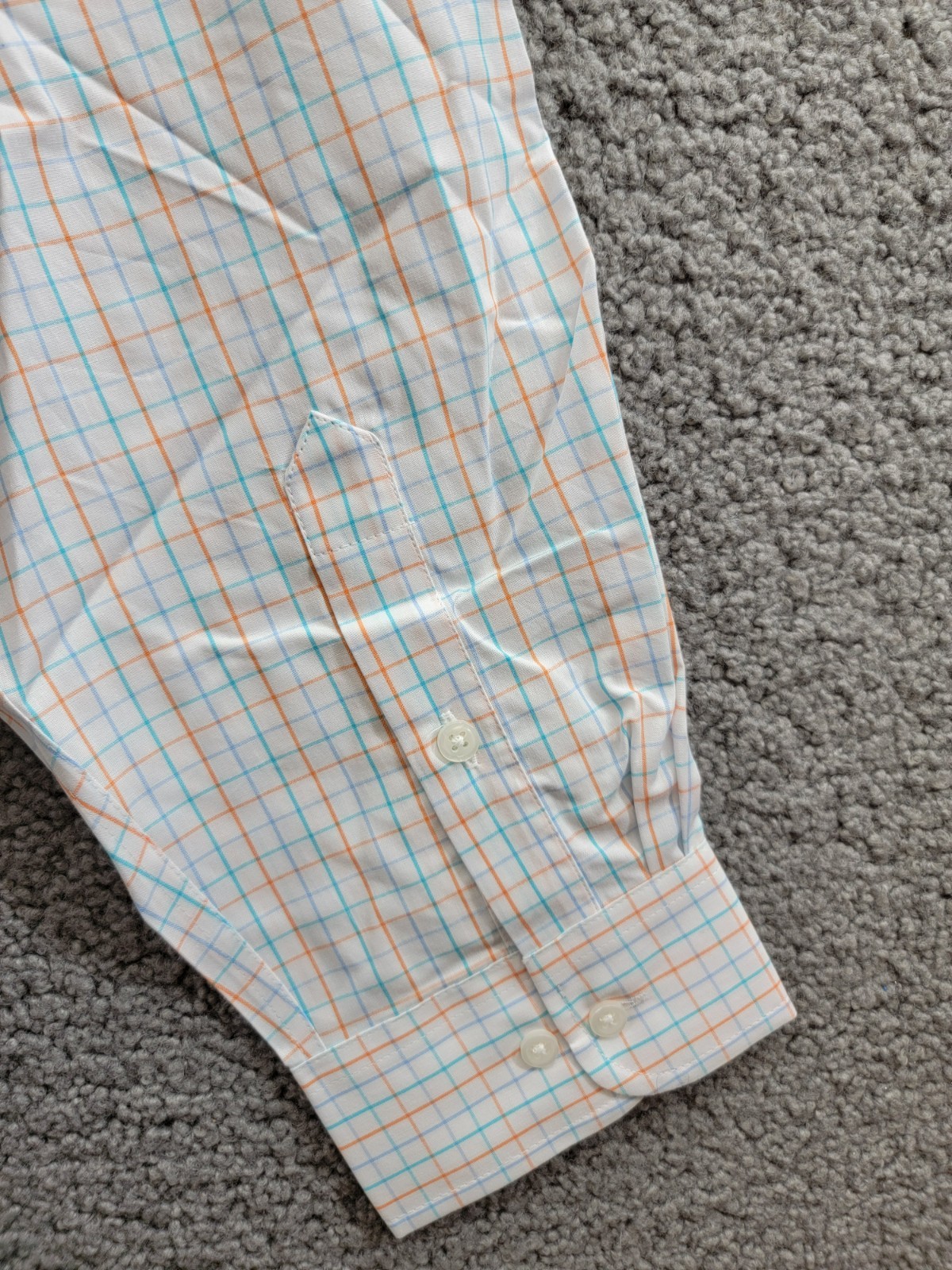 Club Room Regular Fit Performance Dress Shirt Men's 17.5 32-33 Orange/Aqua L/S - Picture 13 of 16