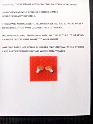 PAIR PROGRAMMABLE mini C I C  HEARING AIDS  3 modes , 4 levels noise blocks USA