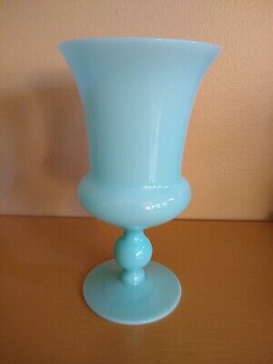 Vintage PORTIEUX VALLERYSTHAL Blue Opaline Milk Glass Goblet. Mint.