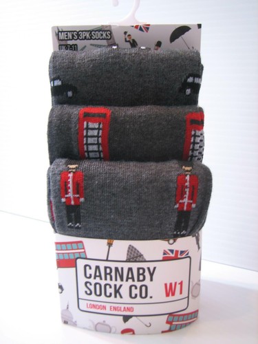 3 Pair Carnaby Sock Co. W1 London Beefeater Bobbies Telephone Box 8-12 Socks