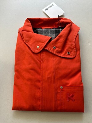 Pre-owned Kenzo Men's Mid Length Poppy Coat In Poppy Orange-medium