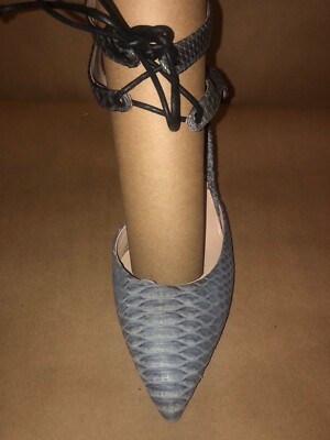 Designer Lux Real Python Grey/Blue D'Orsay Shoes. New in box. Gorgeous! Classic!