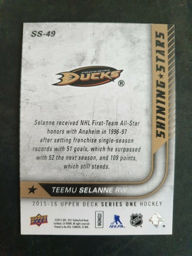 2015-16 Upper Deck Shining Stars SS49 Teemu Selanne 