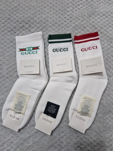 Gucci Little Williams Sports Sock in White w/ Tiger Appliqué