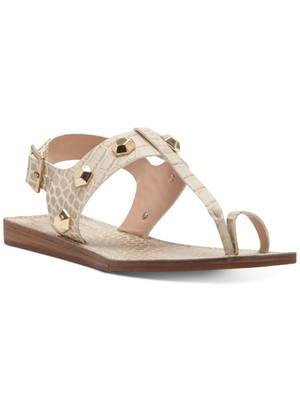 Женские бежевые кожаные босоножки VINCE CAMUTO Dailette с квадратным носком и заклепками, 9 М