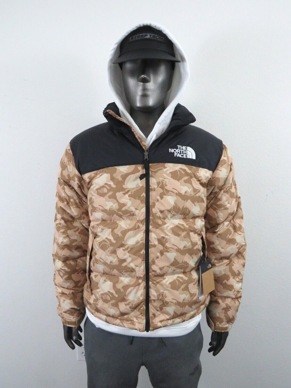 Pre-owned The North Face Mens  96 Retro Nuptse 700-down Insulated Jacket Year Of The Rabbit In Year Of The Rabbit Brown Print / Tnf Black / Tnf White Logo