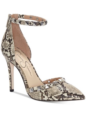 

Женские бежевые туфли-лодочки JESSICA SIMPSON со змеиной подкладкой Prinella Toe Stiletto 9,5 м, Бежевый, JS-PRINELLA