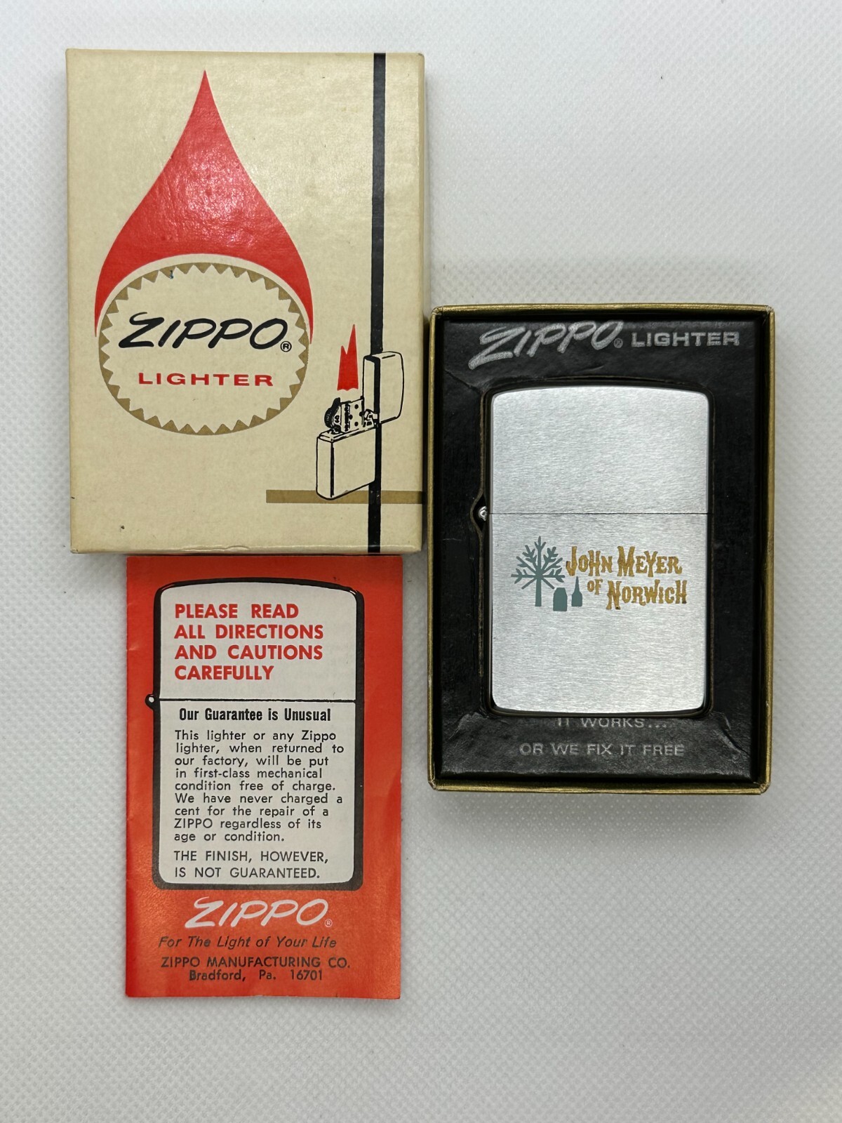 Vintage 1965 Zippo Full Size Lighter “JOHN MEYER” Colored Graphics