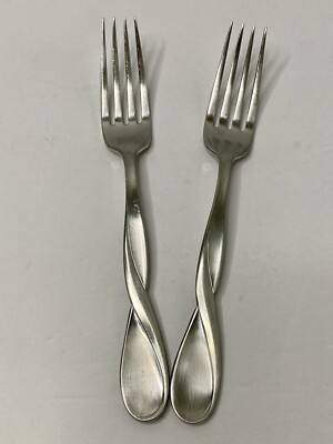 2 Dinner Fork Oneida AQUARIUS GLOSSY USA Stainless 7 3/8'' #4 READ