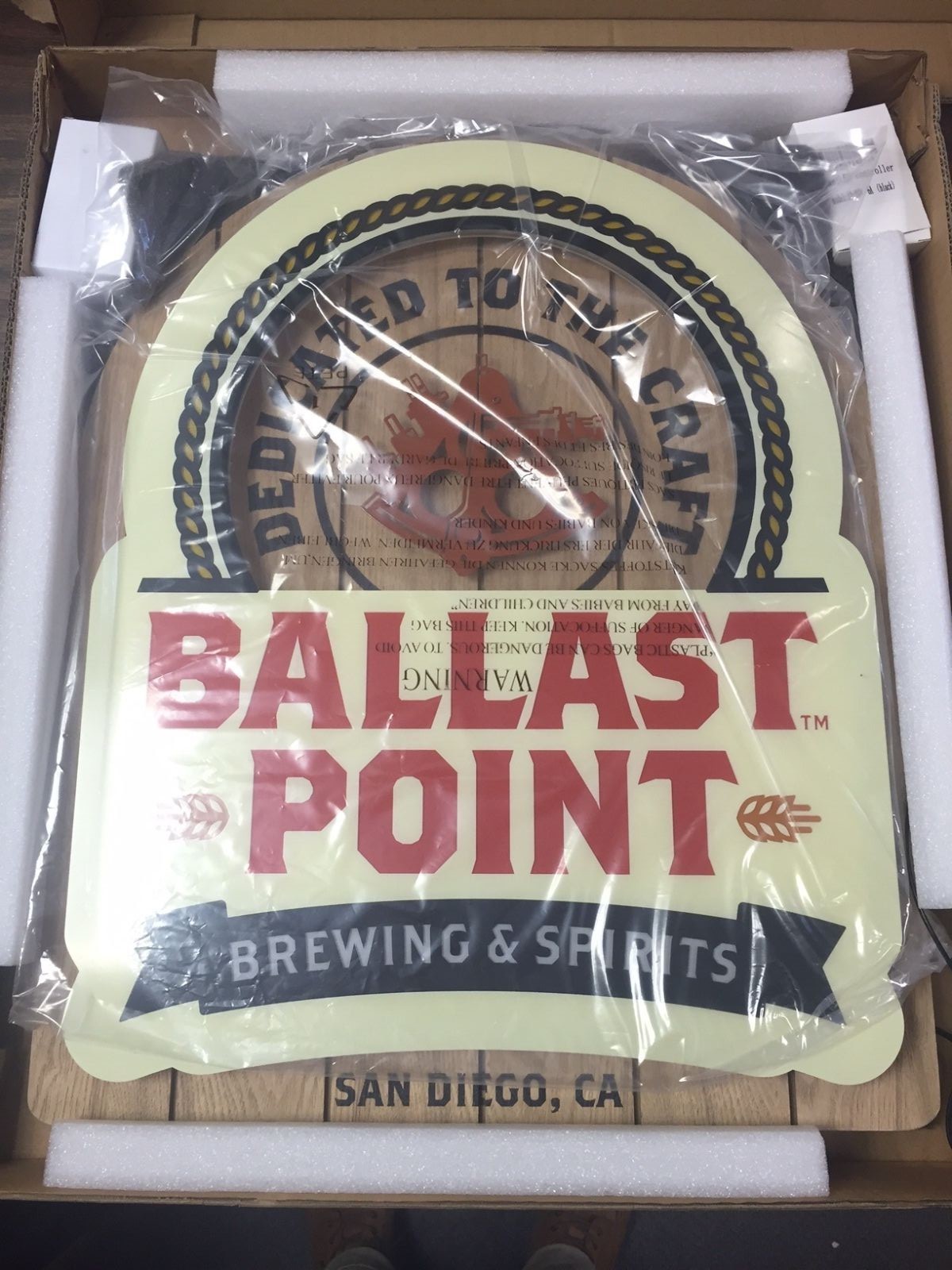 Ballast Point Brewing & Spirits Wood LED Sign - New In Box - 24