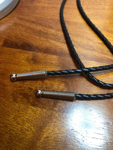 Vintage Round Bolo Tie Abolone Shell Inlay