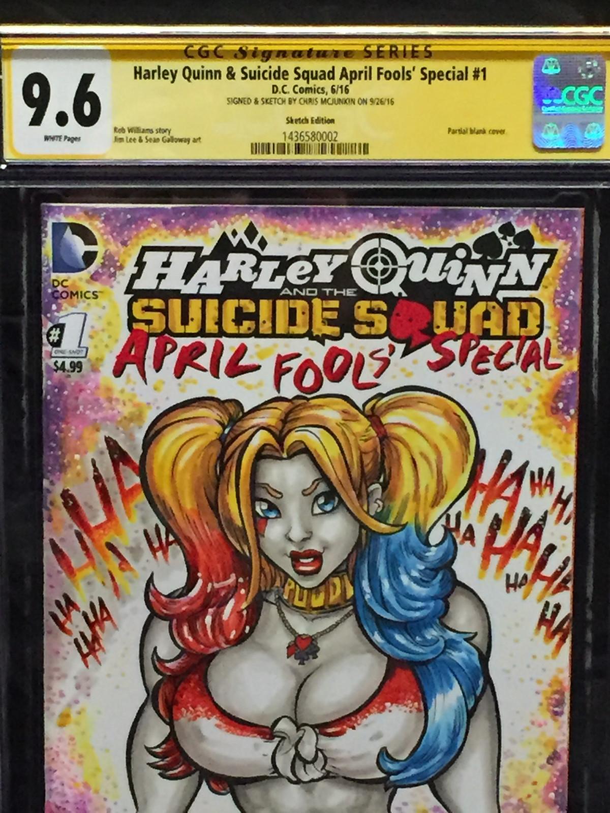 HARLEY QUINN 9.6 BLANK SKETCH COVER CGC SIGNATURE SERIES CHRIS MCJUNKIN SIGNED