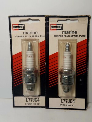 2 NOS Champion Marine Copper Plus Spark Plugs L77JC4 Stock #821 Sealed