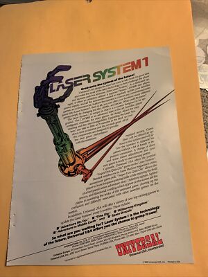 original 11- 8  Laser System 1 Universal arcade video game AD FLYER