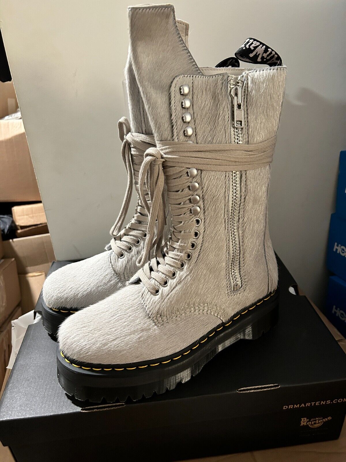 Dr. Martens 1918 Ro Hair On Lace Up Strobe Calf Length Dr. Martens 1918 Ro Hair On Lace Up Strobe Calf Length