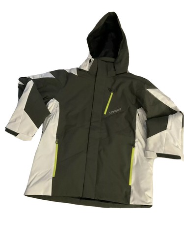 Pre-owned Spyder Nwt- Men's Chambers,gore-tex Insulated Ski Jacket,logo,m,white/dark Green In White & Dark Green