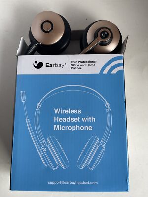 Earbay Wireless Headset With Microphone Bluetooth Noise Canceling Mic. Gold