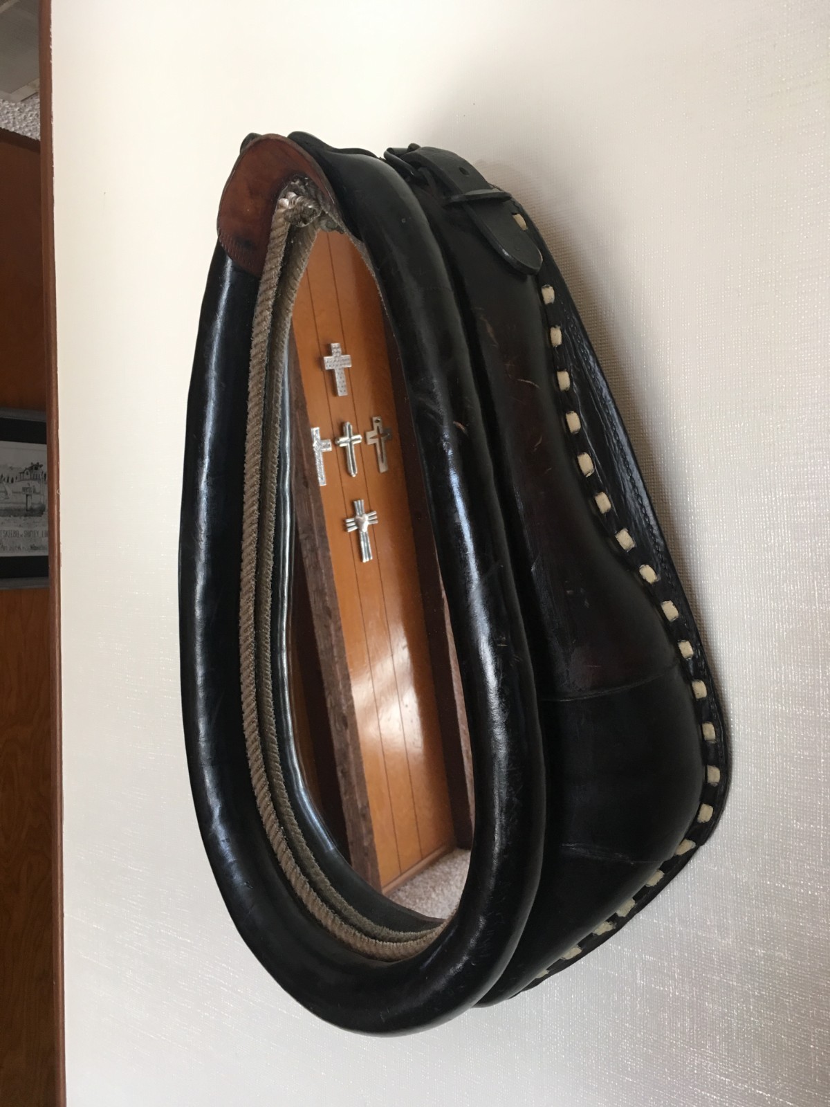 Antique horse collar mirror