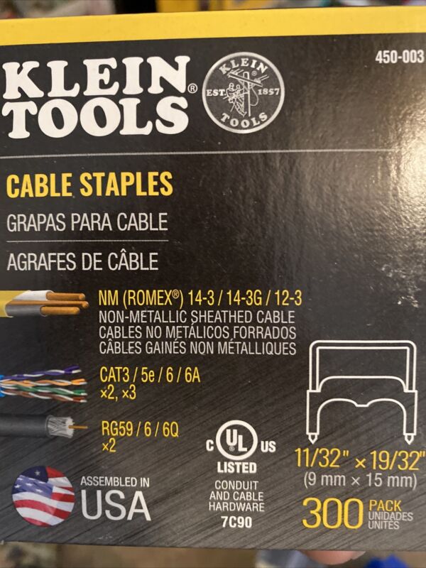 Klein Tools 450-003 11/32” x 19/32” Insulated Staples