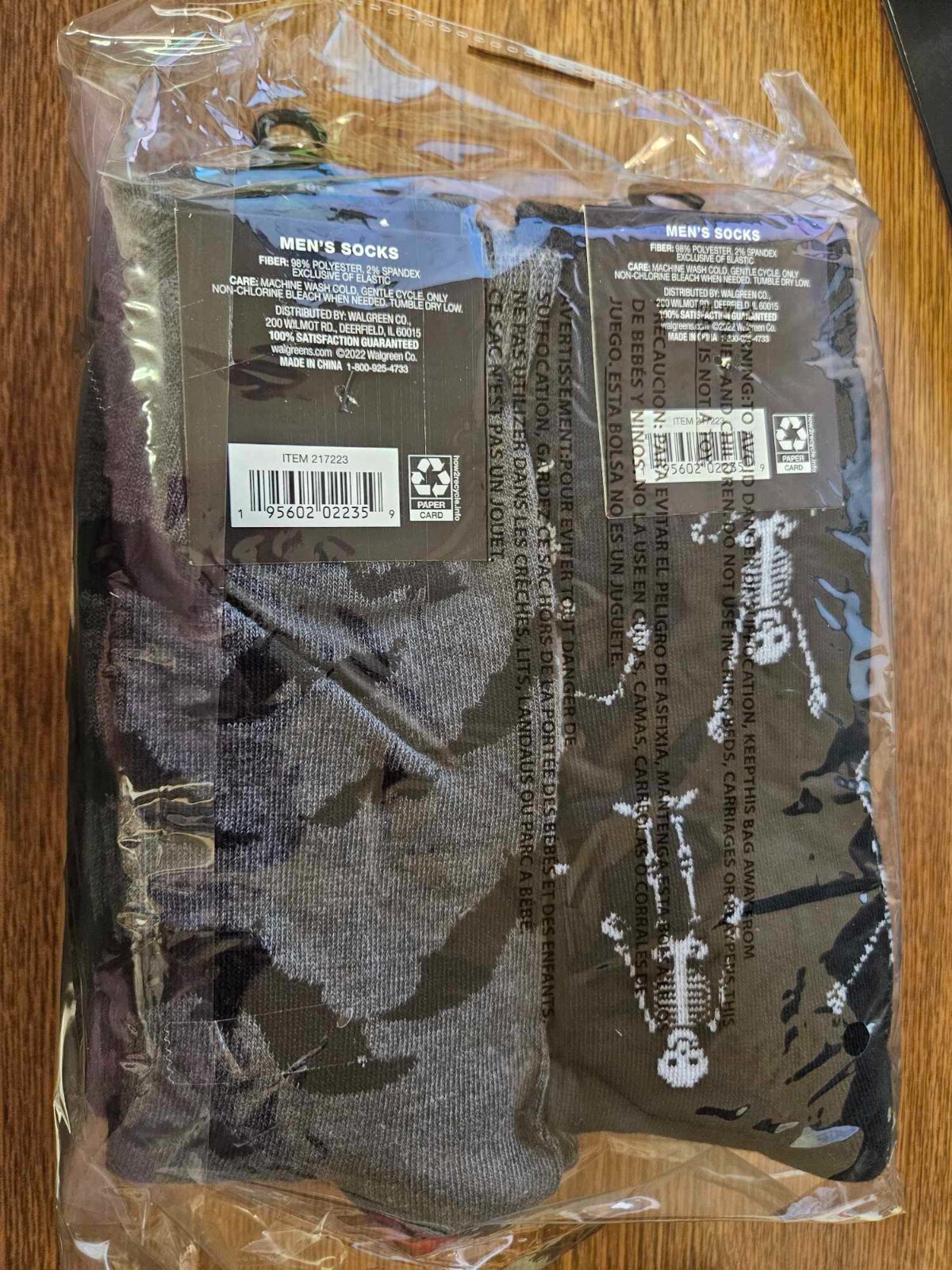 Crew Half Calf Skeleton In Black & Bats In Grey