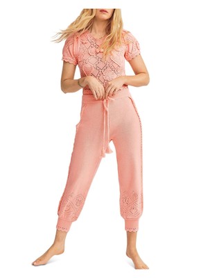 

LOVE SHACK FANCY Женские розовые брюки-джоггеры Tie Pointelle, Розовый, LK468-773