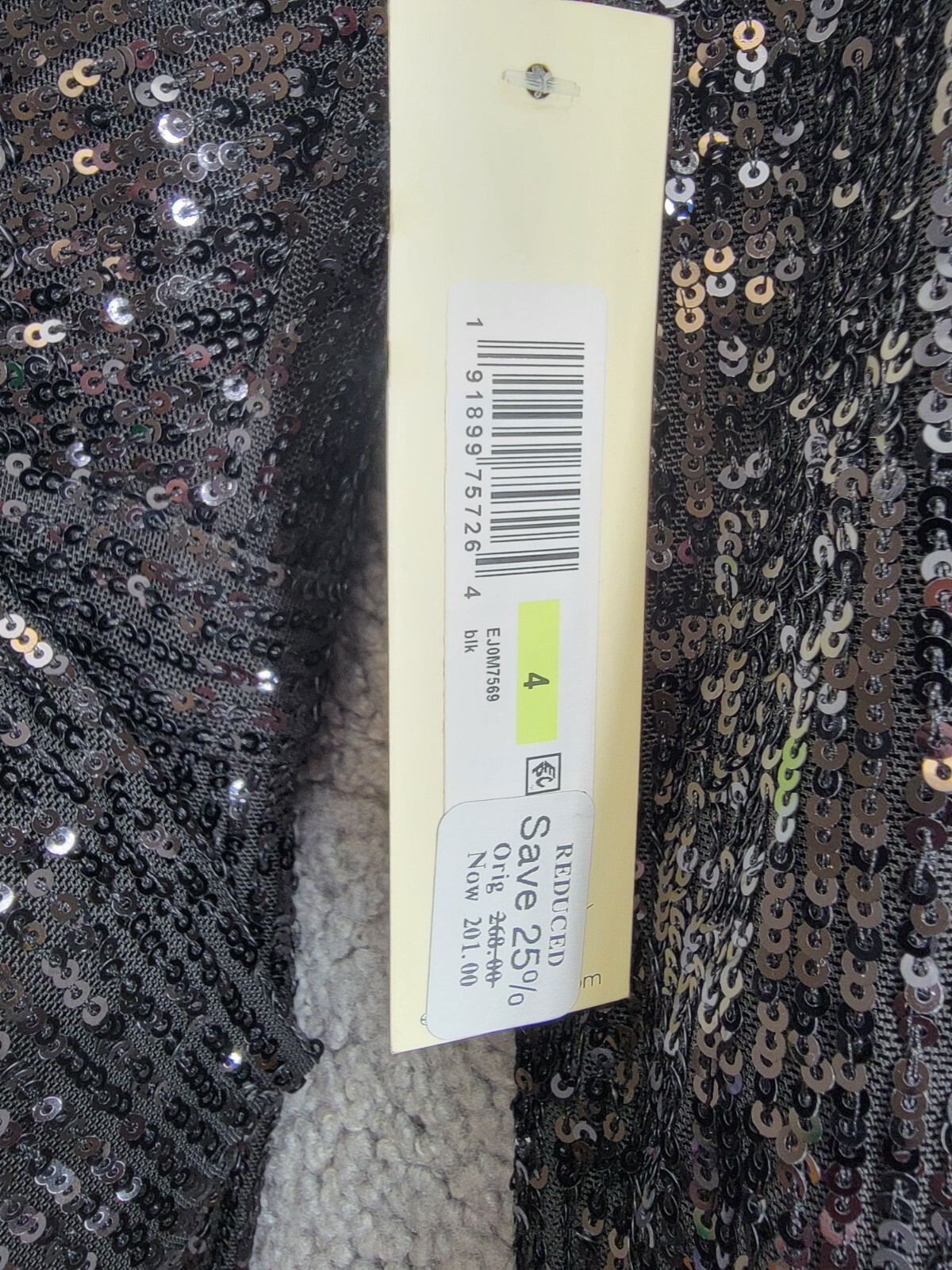 Eliza J Sequined Wrap Gown Women's 4 Black Side Bow Crossover V-Neck Back Zip - Picture 15 of 15