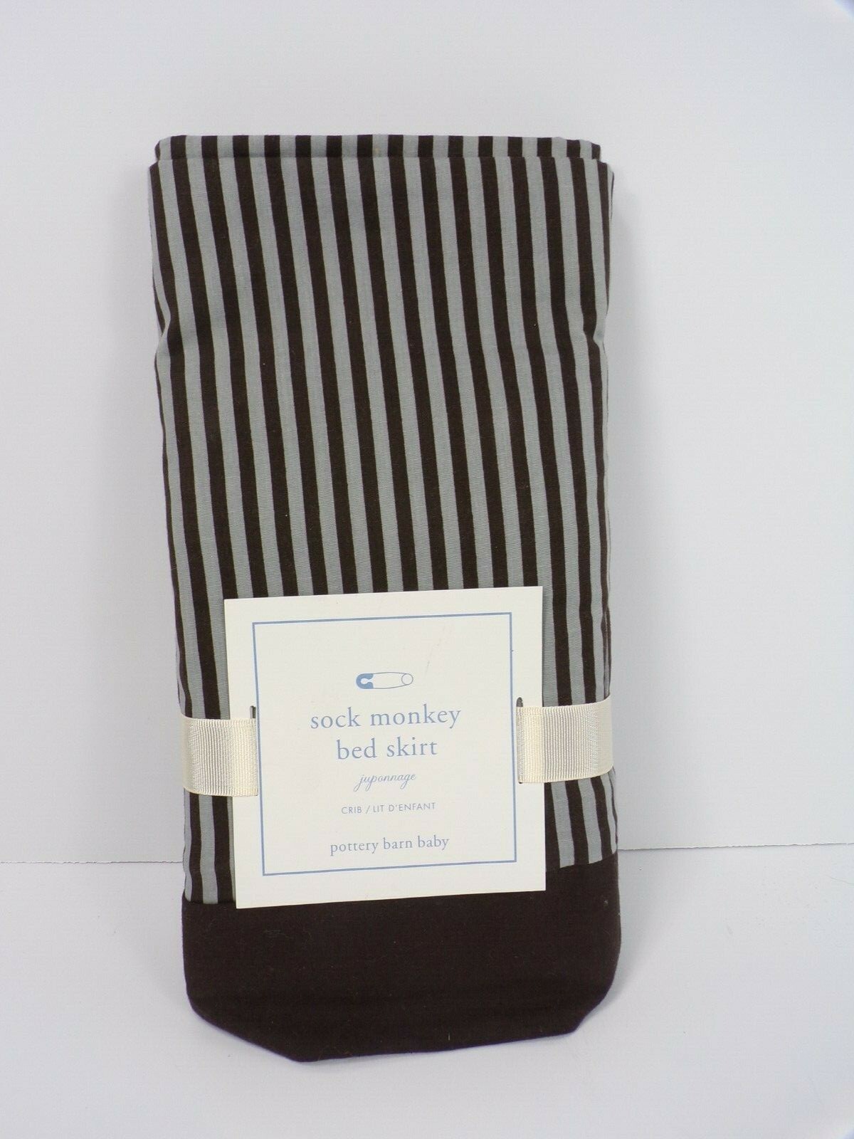 Pottery Barn Baby Sock Monkey Bed Skirt Brown #6338