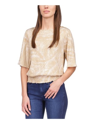 

Женский бежевый присборенный топ-кимоно с круглым вырезом и рукавами до локтя MICHAEL KORS Petites P\XL